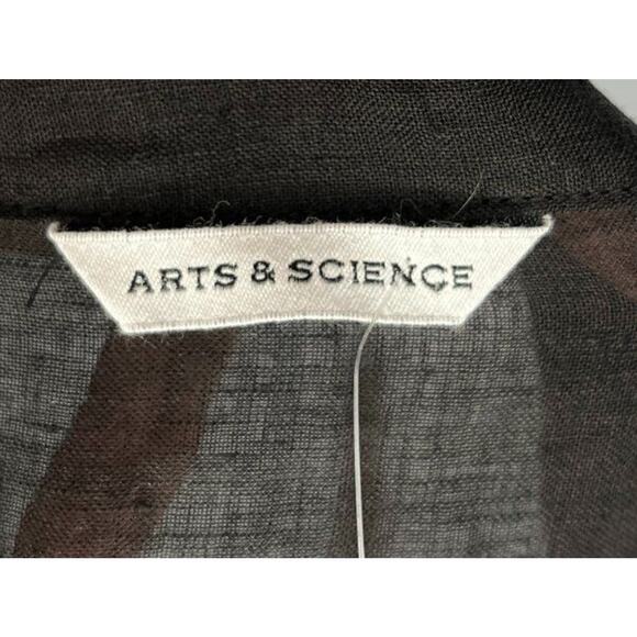 ARTS & SCIENCE Sz 1 Black Linen Oversize Ethnic Gathered Wrap Dress NWT Japan - Picture 2 of 12